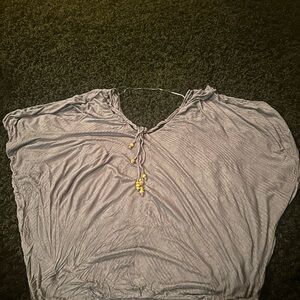 Gray Poncho with Yellow Beads bluish gray color